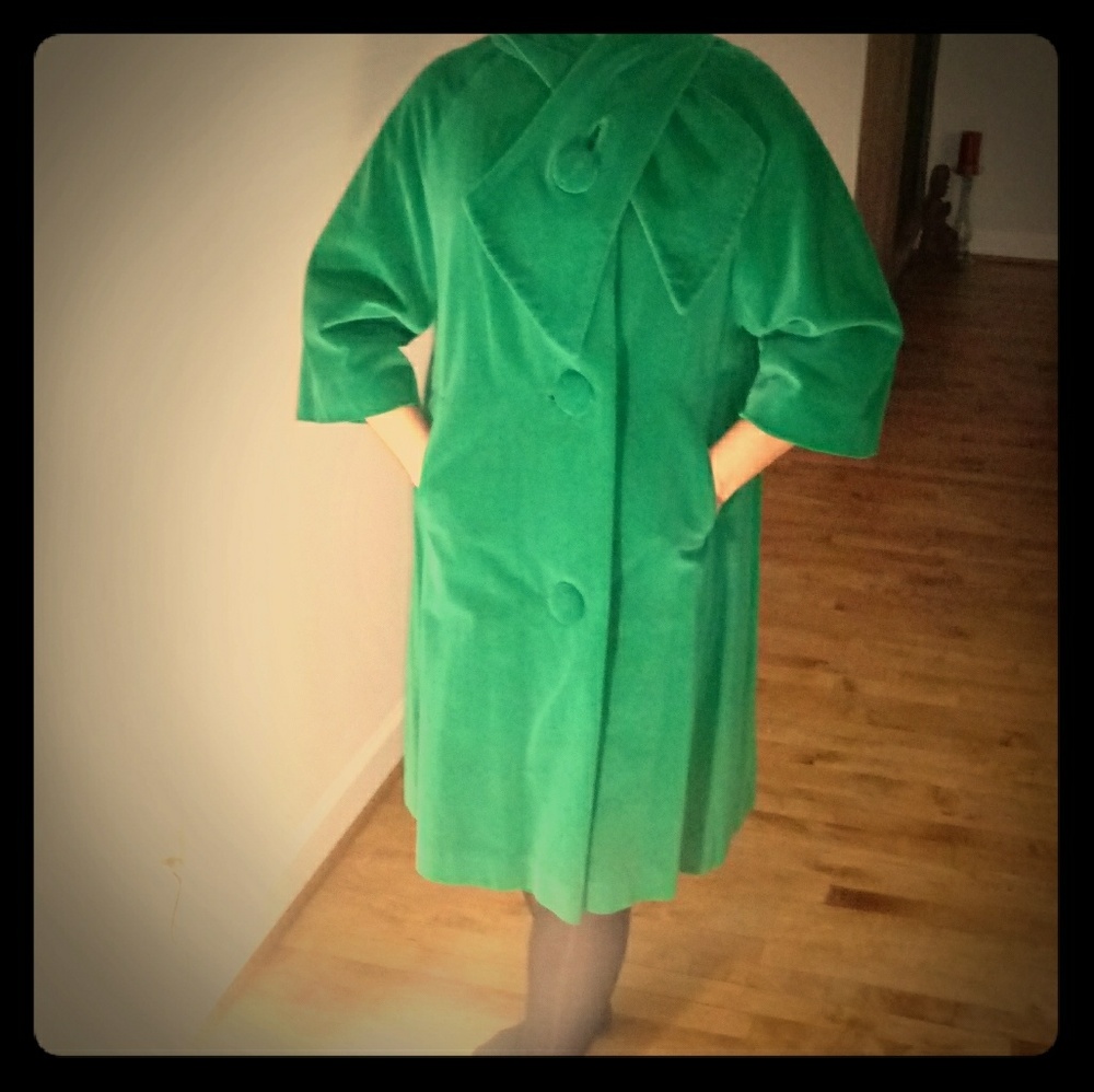 Iconic Marguerite Rubel velvet coat with scarf